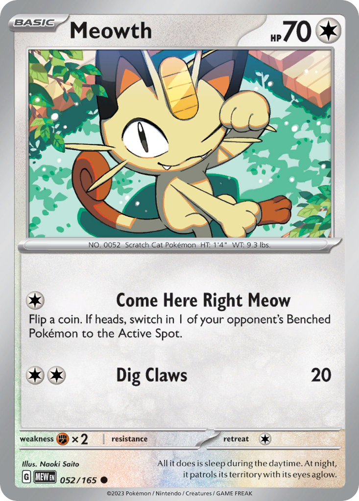 Meowth – 151 052/165 Pokémon card