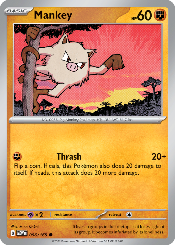 Mankey – 151 056/165 Pokémon card