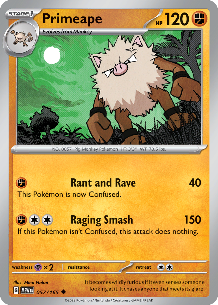 Primeape – 151 057/165 Pokémon card