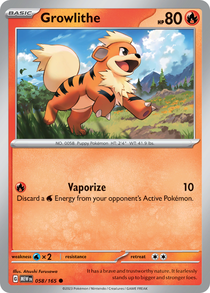 Growlithe – 151 058/165 Pokémon card