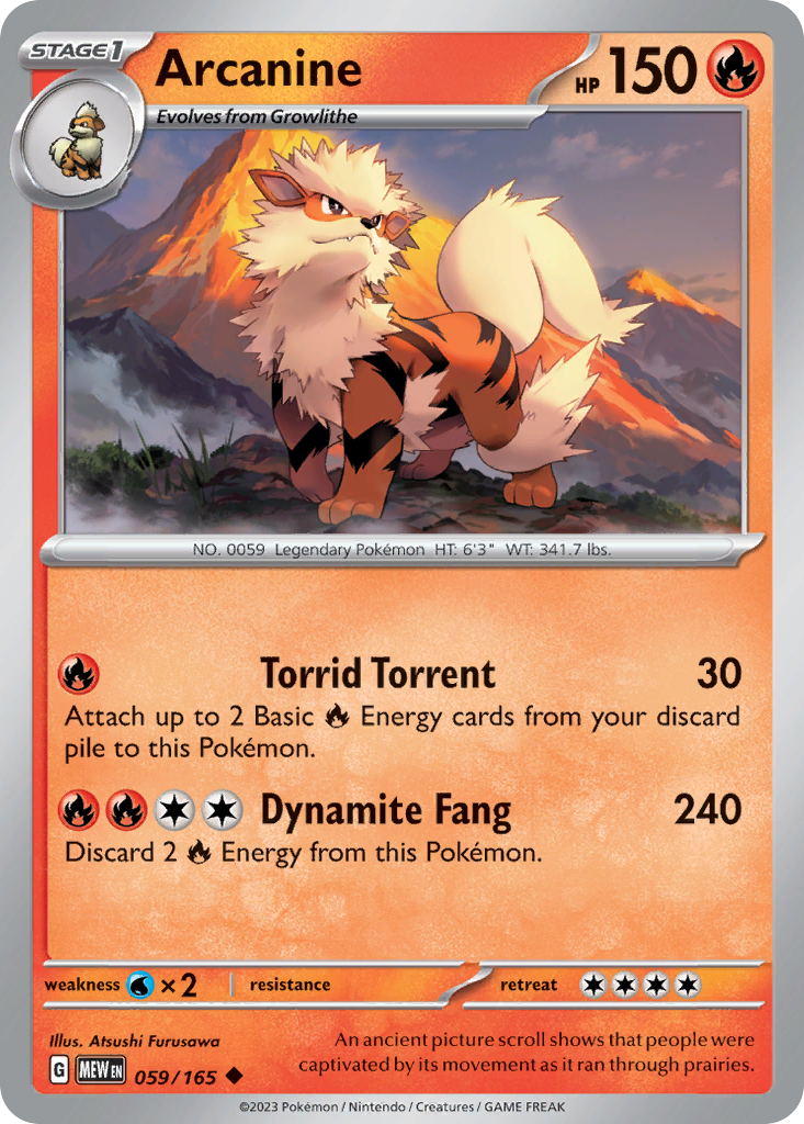 Arcanine – 151 059/165 Pokémon card