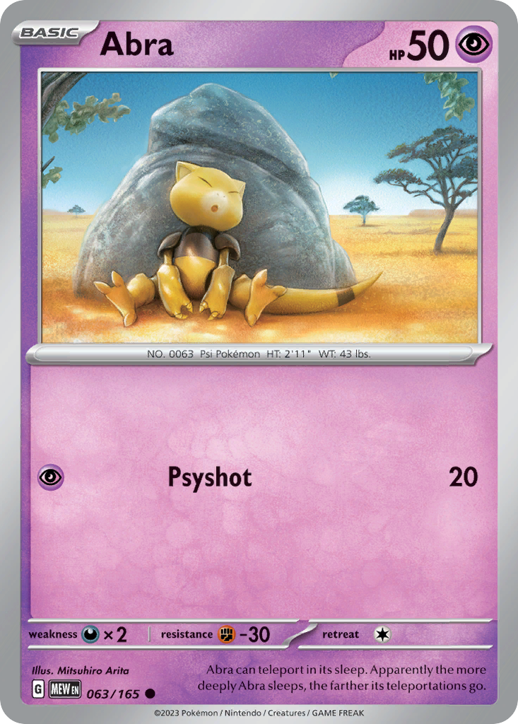 Abra – 151 063/165 Pokémon card