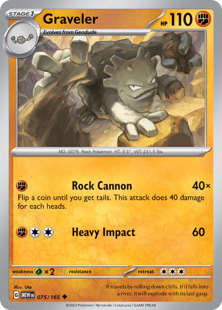 Graveler – 151 075/165 Pokémon card