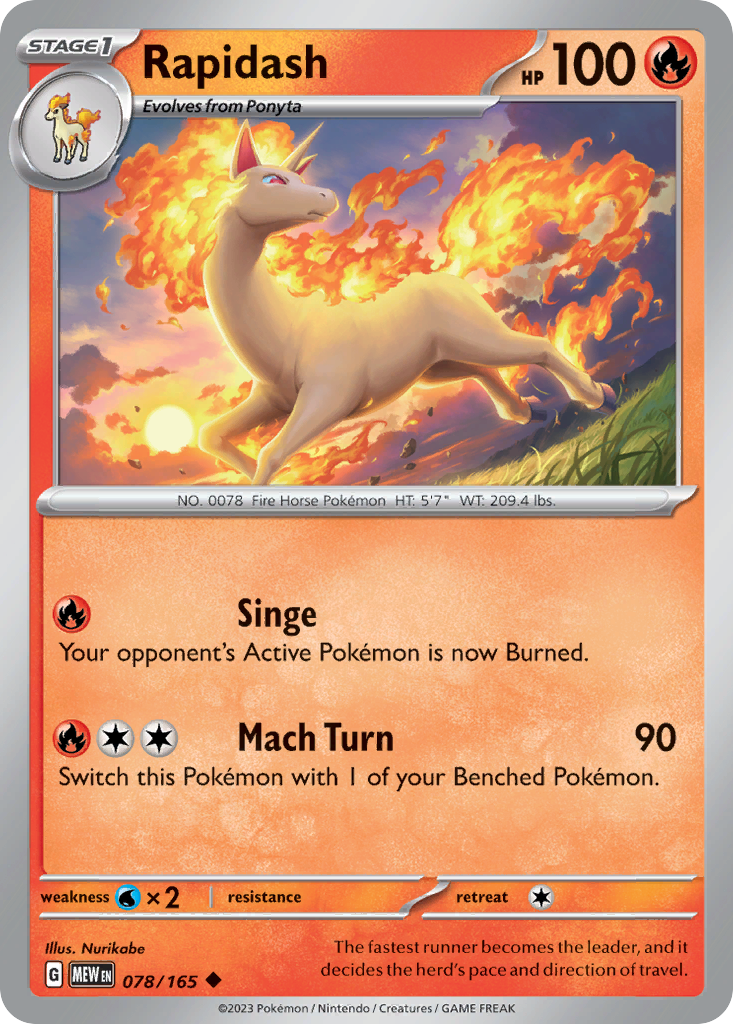 Rapidash – 151 078/165 Pokémon card