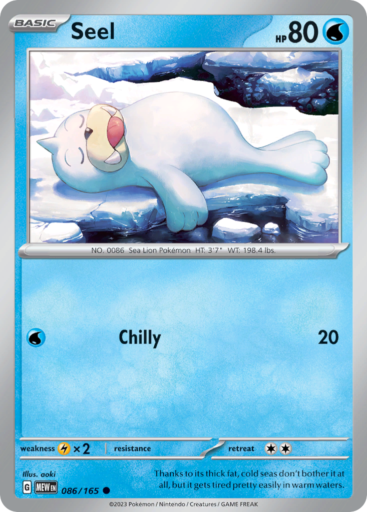 Seel – 151 086/165 Pokémon card