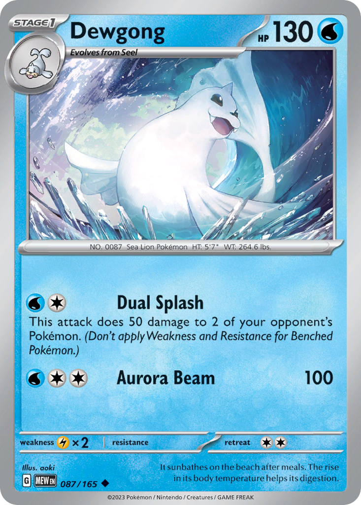 Dewgong – 151 087/165 Pokémon card