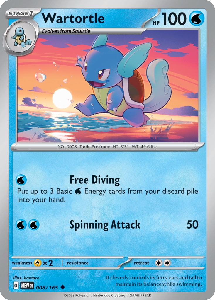 Wartortle – 151 008/165 Pokémon card