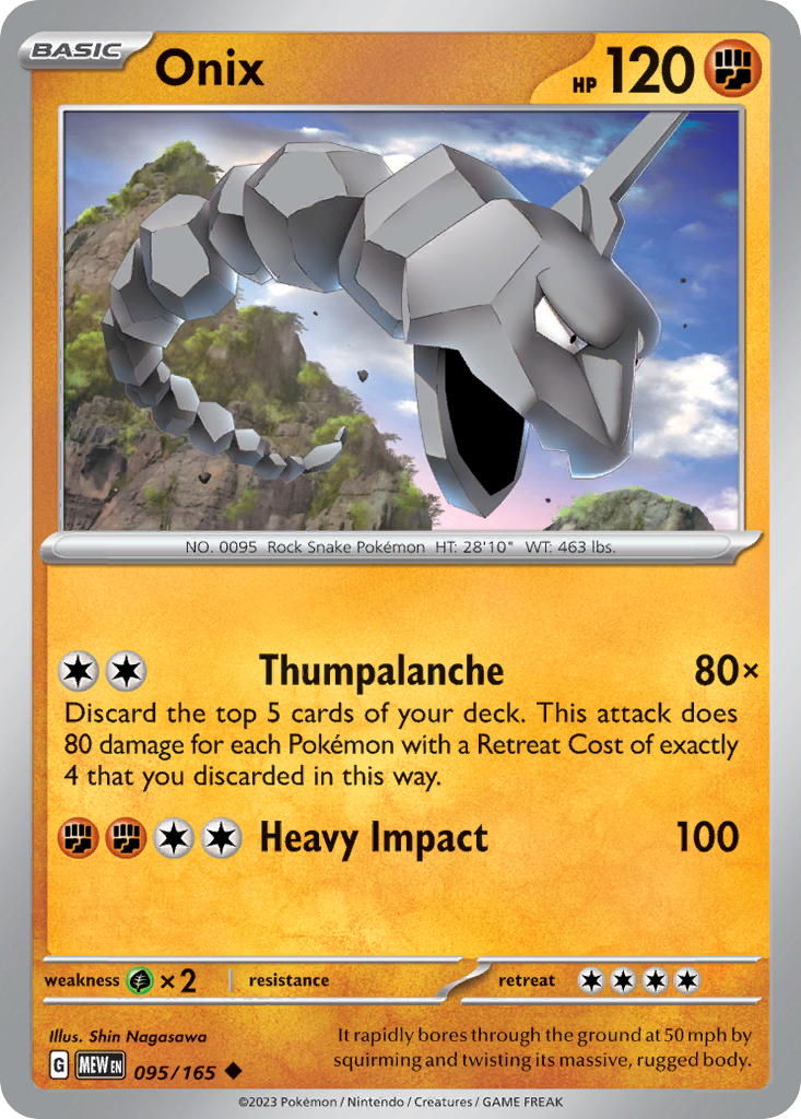 Onix – 151 095/165 Pokémon card