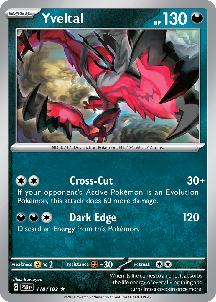 Yveltal – Paradox Rift 118/182 Pokémon card