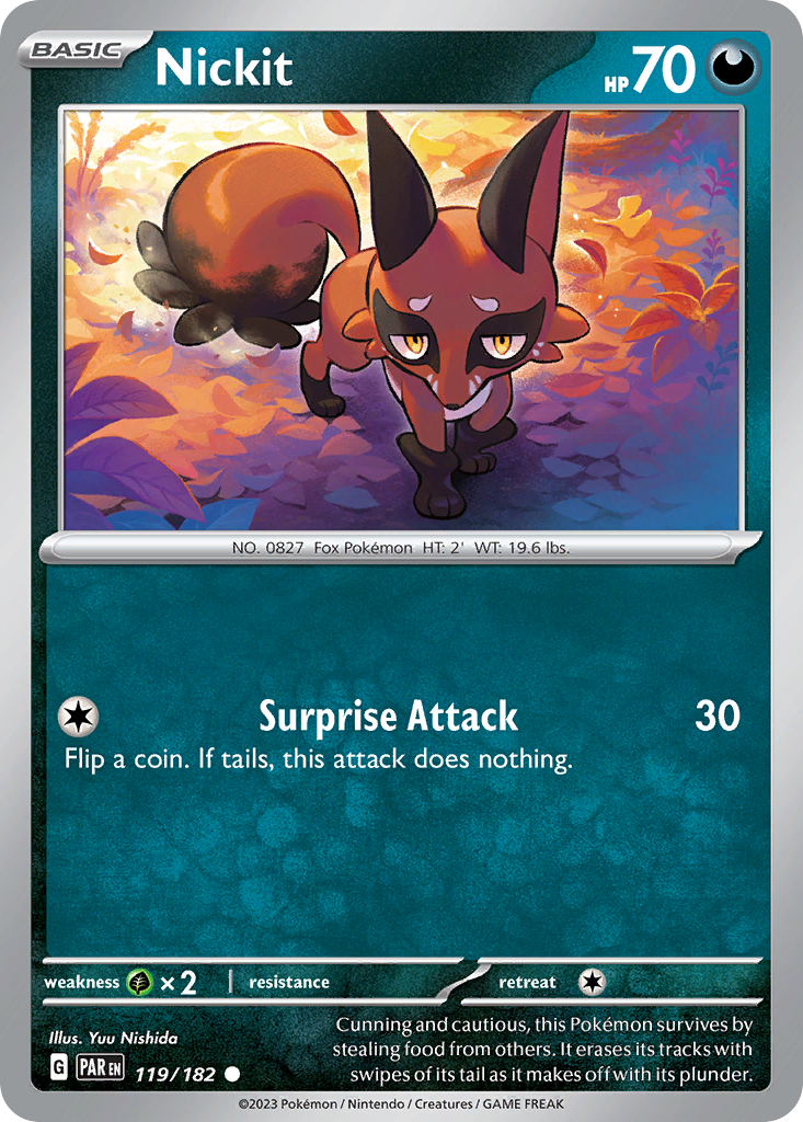 Nickit – Paradox Rift 119/182 Pokémon card