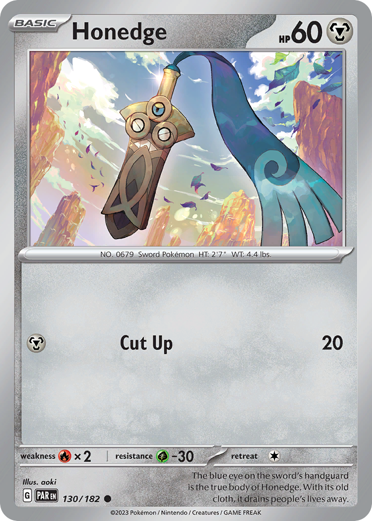 Honedge – Paradox Rift 130/182 Pokémon card