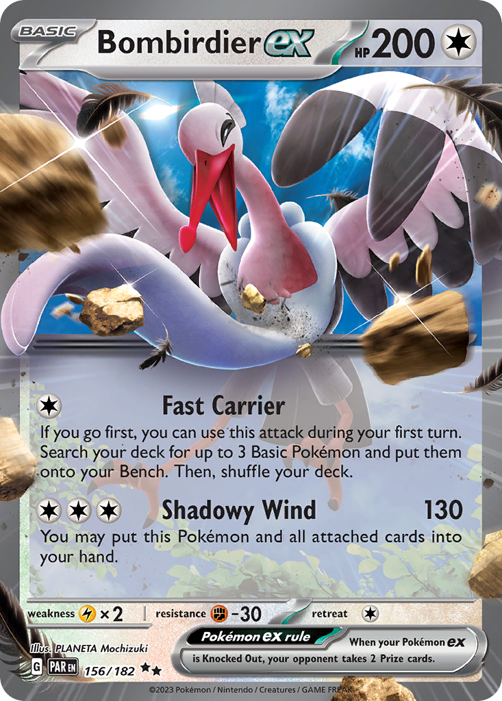 Bombirdier ex – Paradox Rift 156/182 Pokémon card