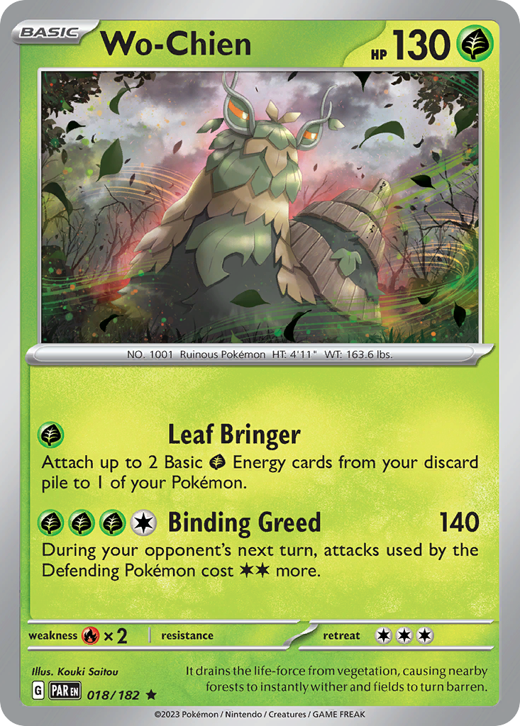 Wo-Chien – Paradox Rift 018/182 Pokémon card