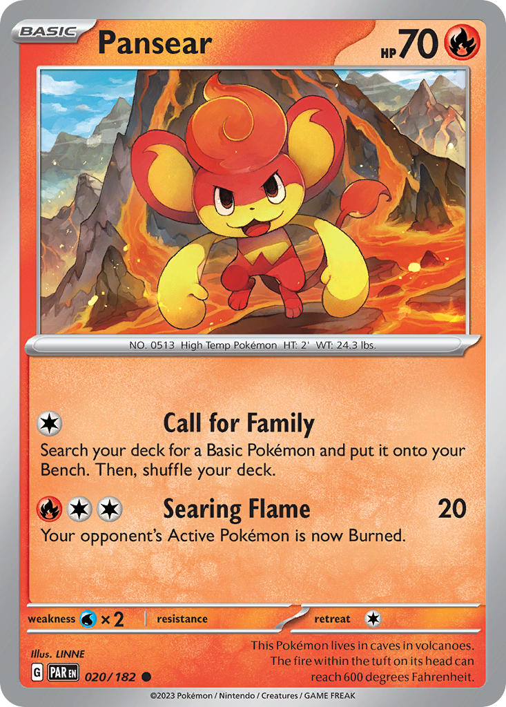 Pansear – Paradox Rift 020/182 Pokémon card