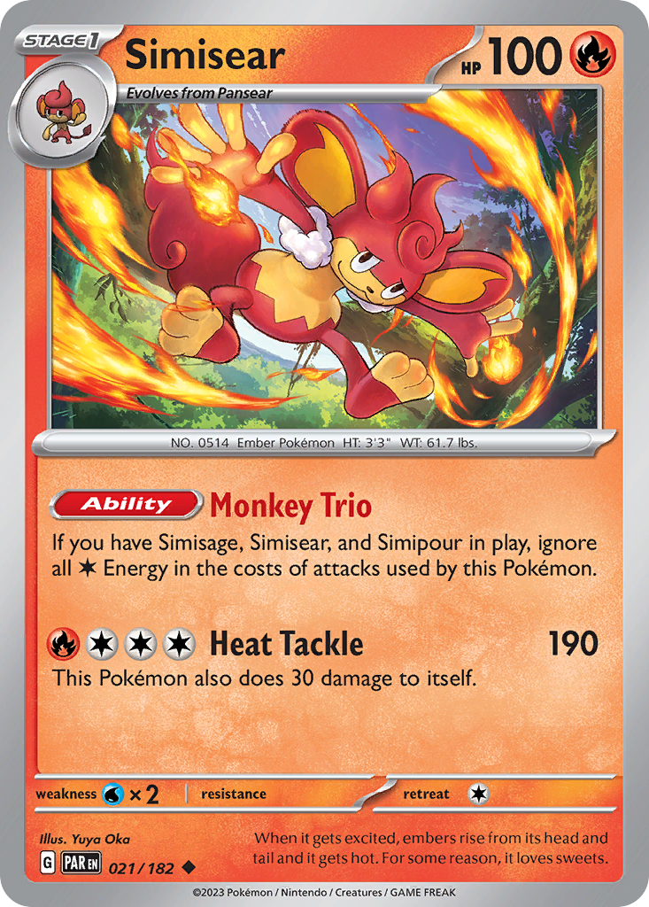 Simisear – Paradox Rift 021/182 Pokémon card
