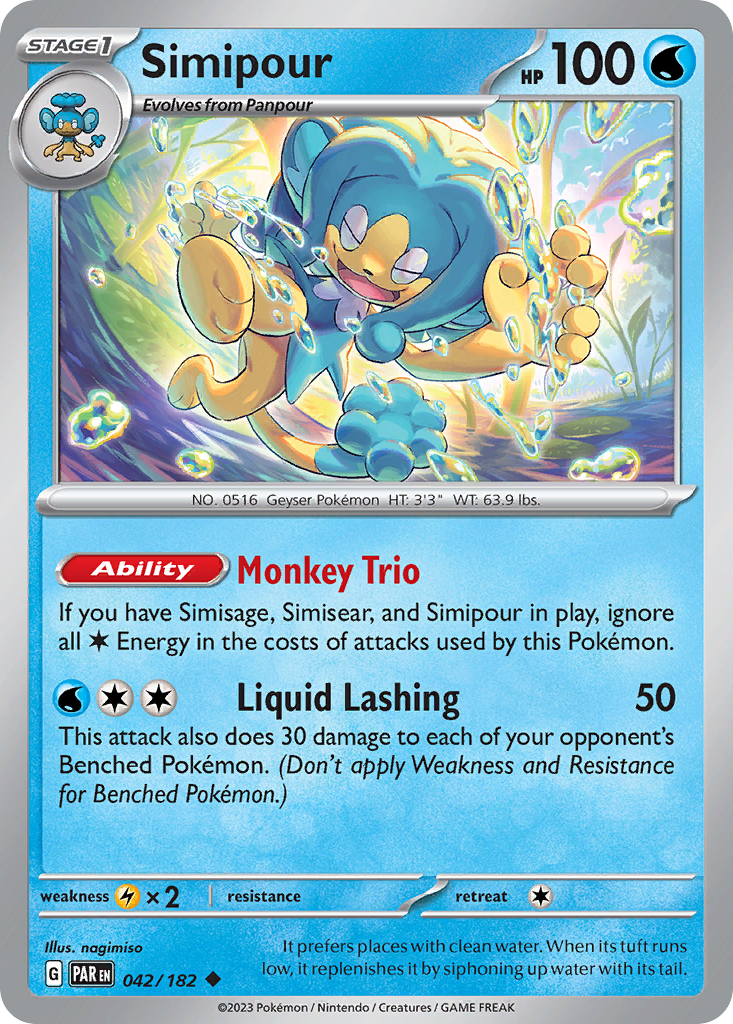 Simipour – Paradox Rift 042/182 Pokémon card
