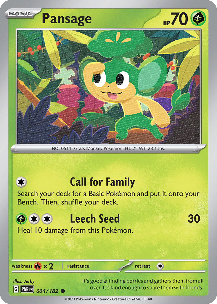 Pansage – Paradox Rift 004/182 Pokémon card
