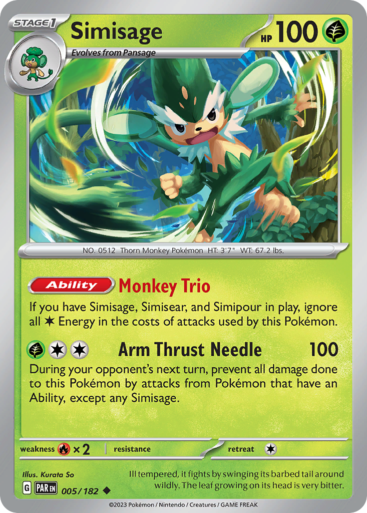 Simisage – Paradox Rift 005/182 Pokémon card