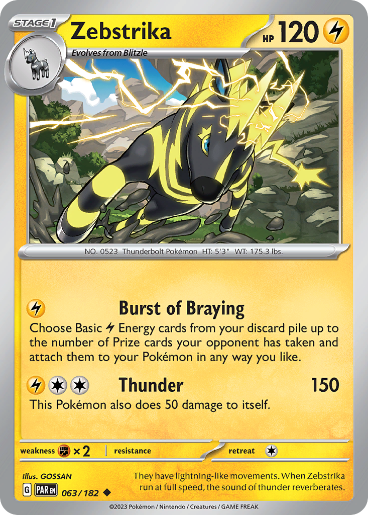 Zebstrika – Paradox Rift 063/182 Pokémon card