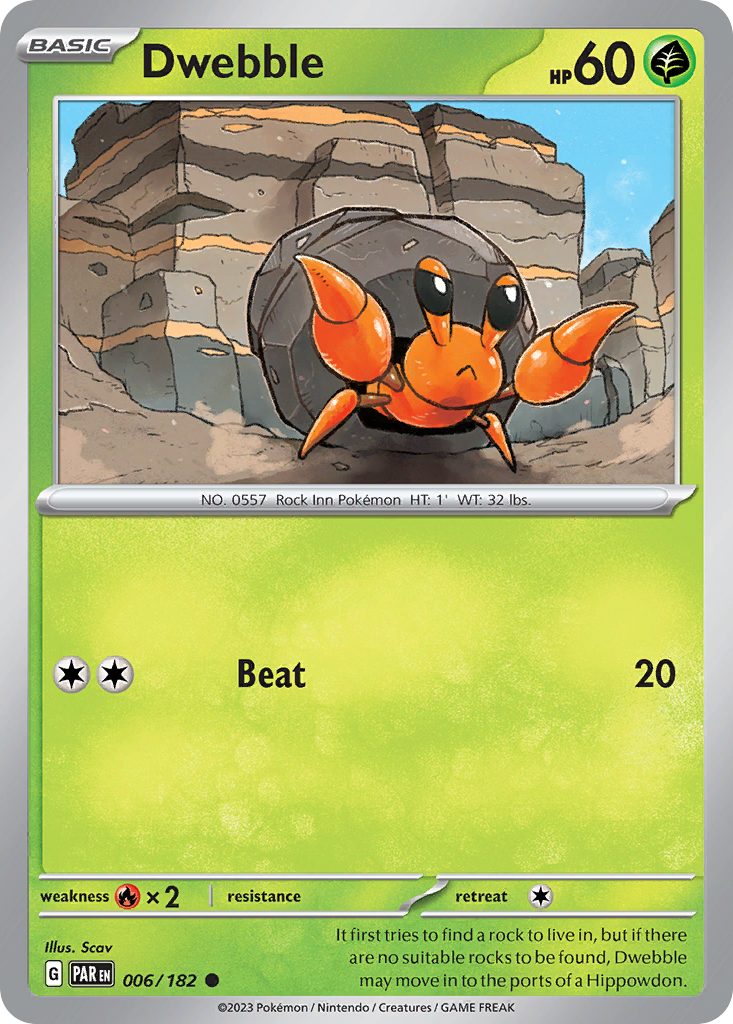 Dwebble – Paradox Rift 006/182 Pokémon card