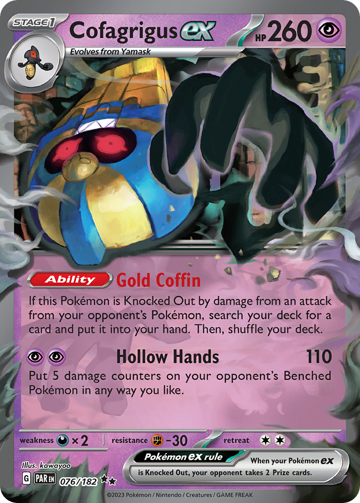 Cofagrigus ex – Paradox Rift 076/182 Pokémon card