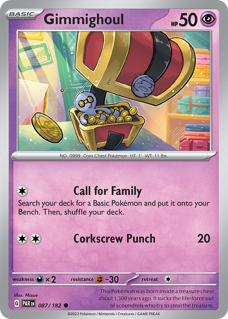 Gimmighoul – Paradox Rift 087/182 Pokémon card