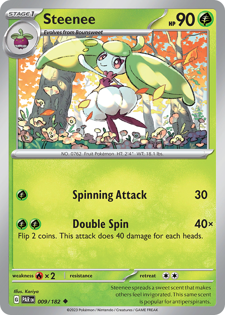 Steenee – Paradox Rift 009/182 Pokémon card