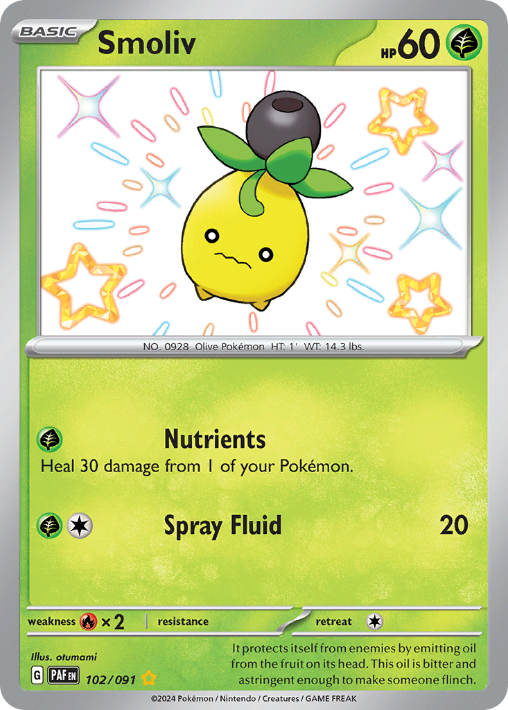 Smoliv – Paldean Fates 102/091 Pokémon card