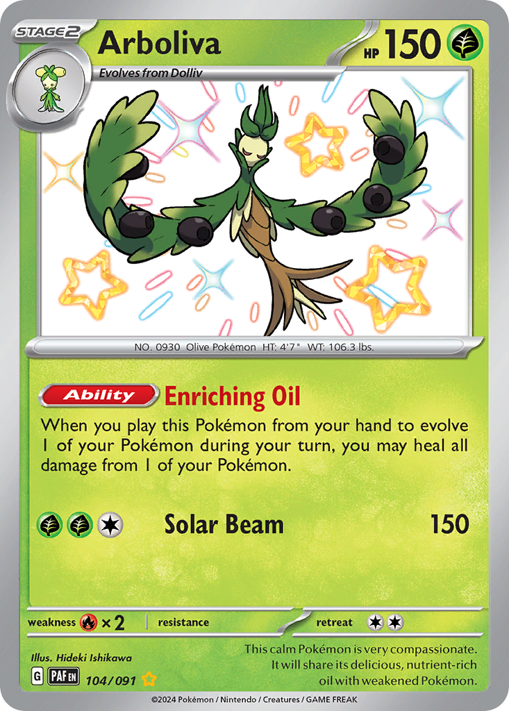 Arboliva – Paldean Fates 104/091 Pokémon card