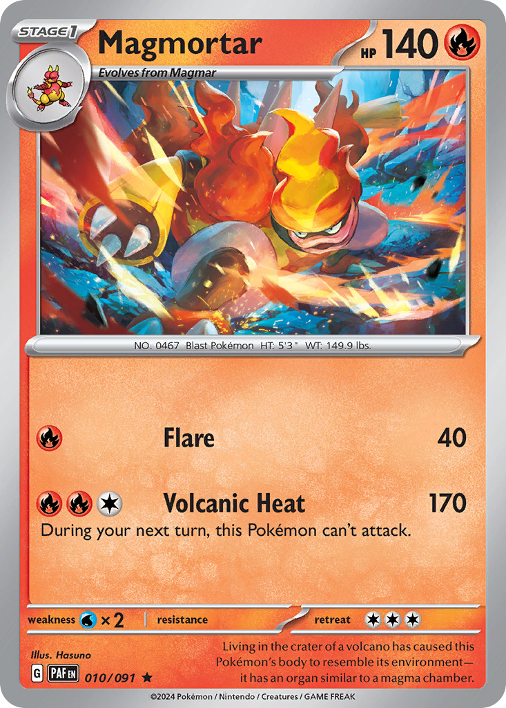 Magmortar – Paldean Fates 010/091 Pokémon card
