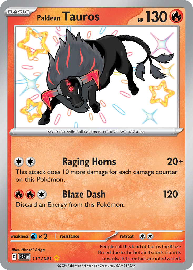 Paldean Tauros – Paldean Fates 111/091 Pokémon card