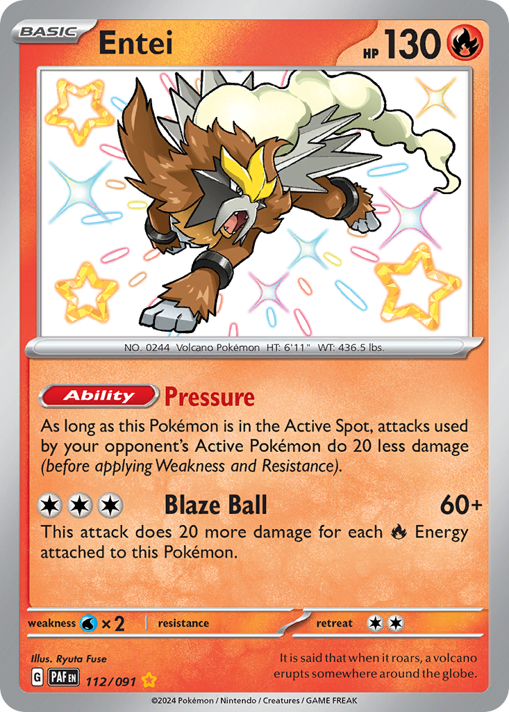 Entei – Paldean Fates 112/091 Pokémon card