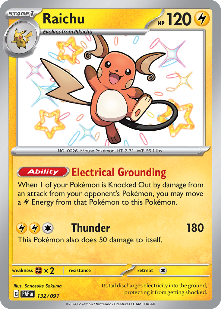 Raichu – Paldean Fates 132/091 Pokémon card