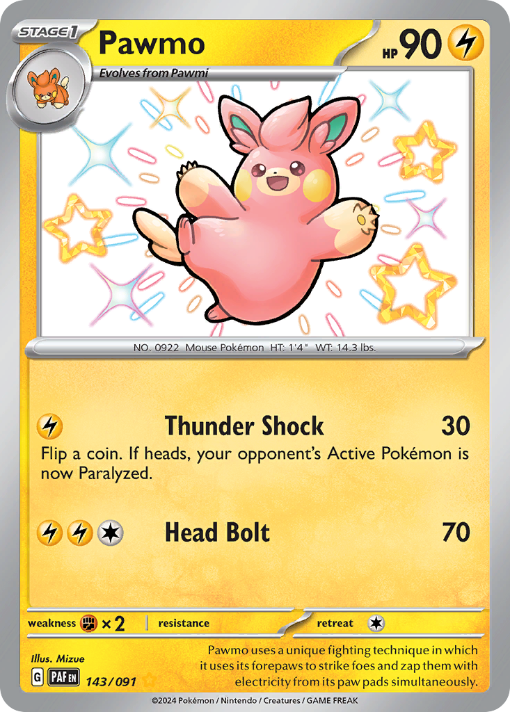 Pawmo – Paldean Fates 143/091 Pokémon card