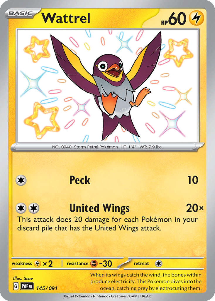 Wattrel – Paldean Fates 145/091 Pokémon card