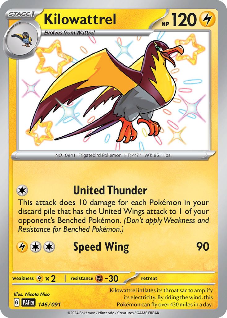 Kilowattrel – Paldean Fates 146/091 Pokémon card