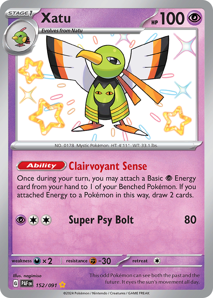 Xatu – Paldean Fates 152/091 Pokémon card