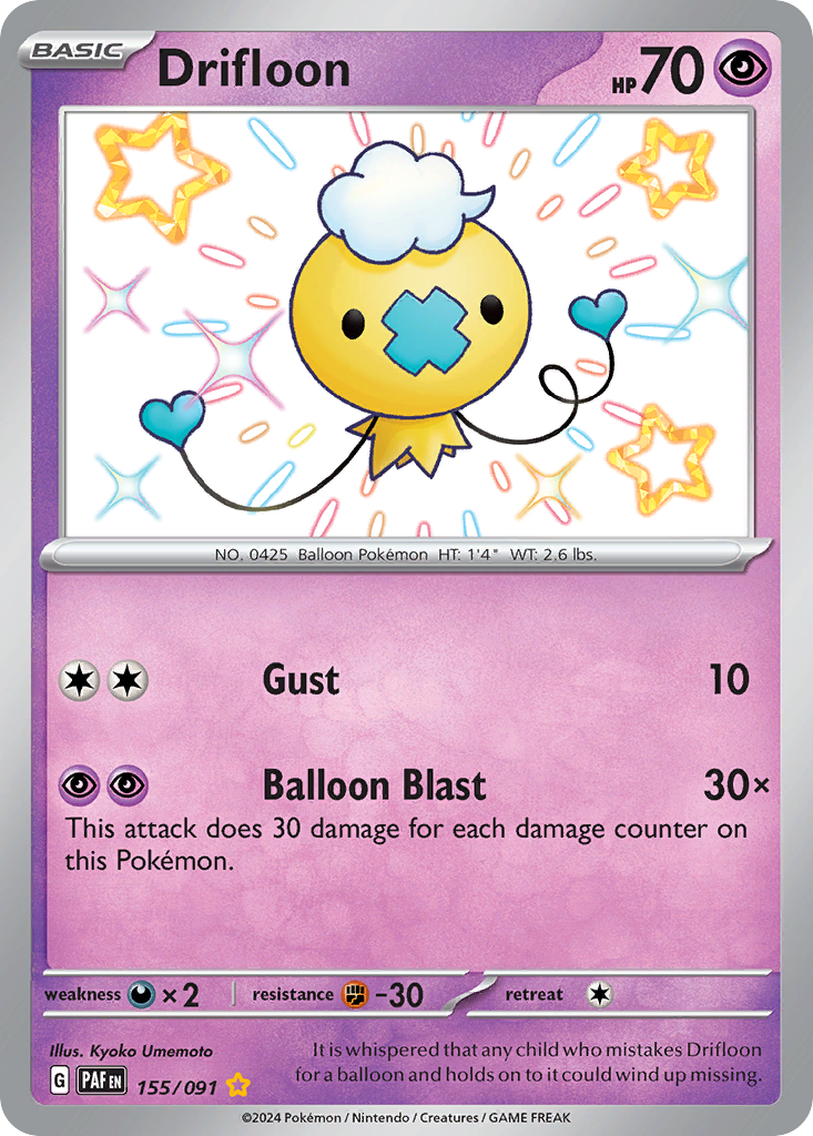 Drifloon – Paldean Fates 155/091 Pokémon card