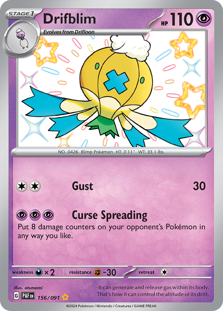 Drifblim – Paldean Fates 156/091 Pokémon card