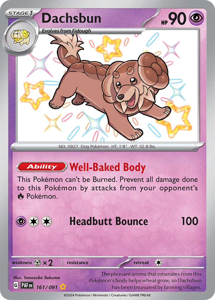 Dachsbun – Paldean Fates 161/091 Pokémon card