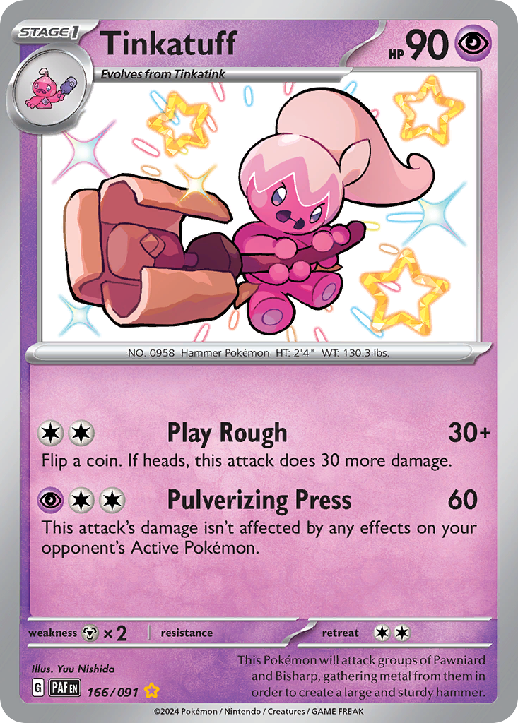 Tinkatuff – Paldean Fates 166/091 Pokémon card