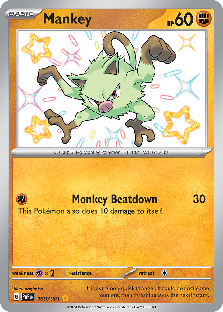 Mankey – Paldean Fates 169/091 Pokémon card