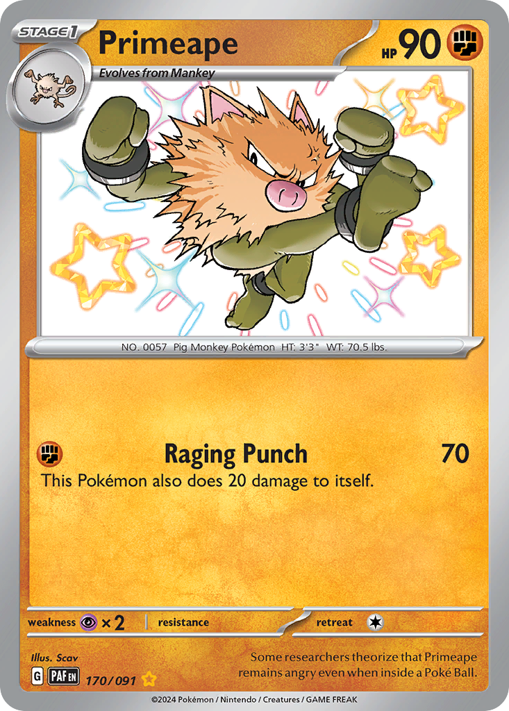 Primeape – Paldean Fates 170/091 Pokémon card