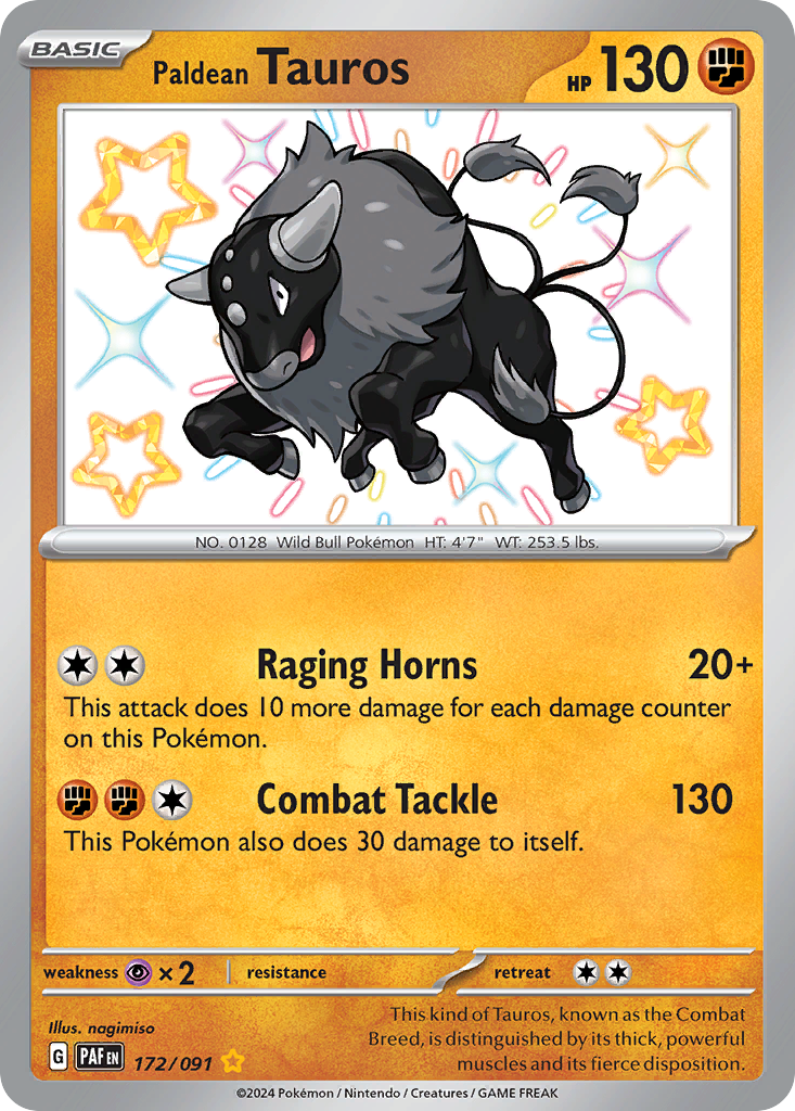 Paldean Tauros – Paldean Fates 172/091 Pokémon card
