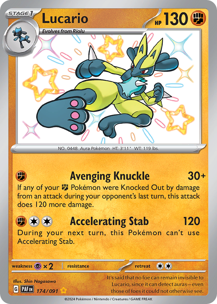 Lucario – Paldean Fates 174/091 Pokémon card