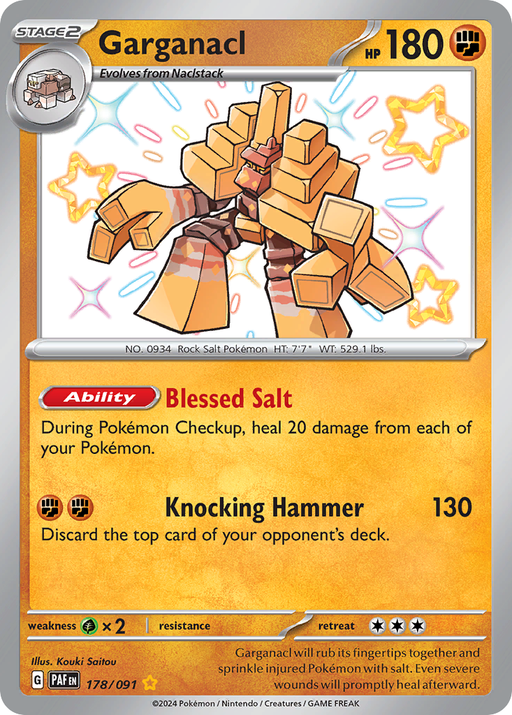 Garganacl – Paldean Fates 178/091 Pokémon card