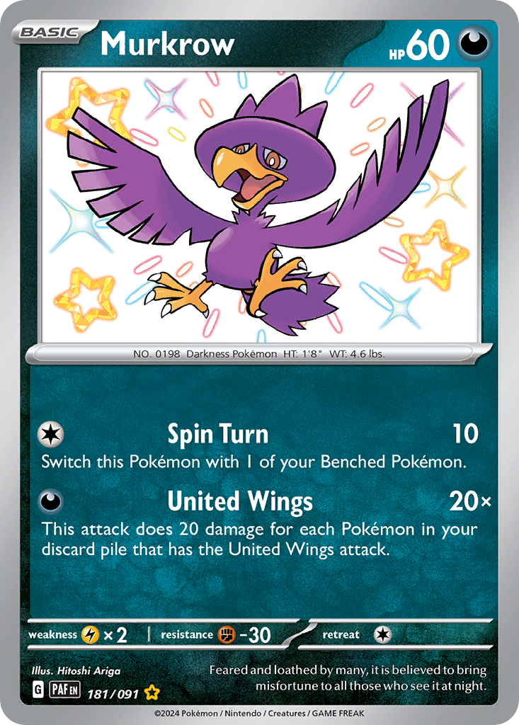Murkrow – Paldean Fates 181/091 Pokémon card