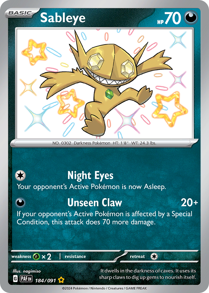 Sableye – Paldean Fates 184/091 Pokémon card