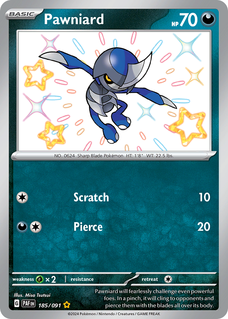 Pawniard – Paldean Fates 185/091 Pokémon card