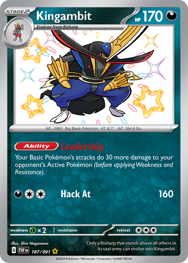 Kingambit – Paldean Fates 187/091 Pokémon card
